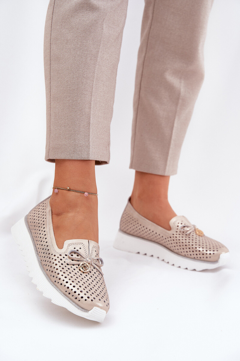 S. BARSKI Dámské Kožené Ažurové Polobotky Z Přírodní Kůže D&A