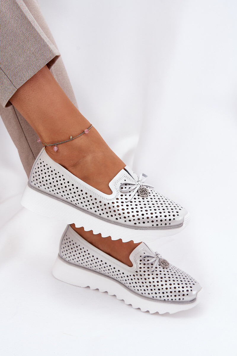 S. BARSKI Dámské Kožené Polobotky S Ažurovým Designem Z Přírodní Kůže D&A