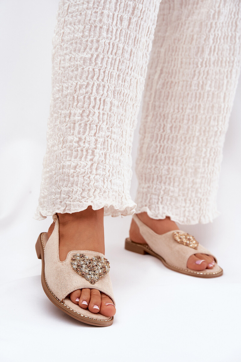 S. BARSKI Dámské Sandály S Ozdobným Srdcem S.Barski KV27-018 Béžové