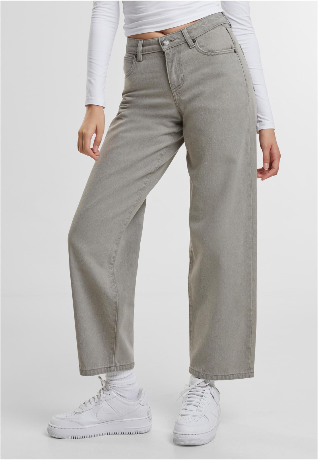 Dámské džíny s vyšším pasem 90's šedé