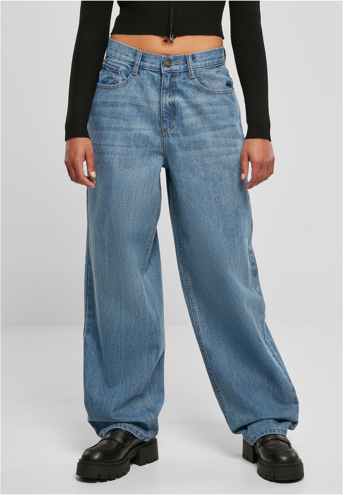 Dámské džíny s vysokým pasem 90'S Wide Leg Denim Pants - modré