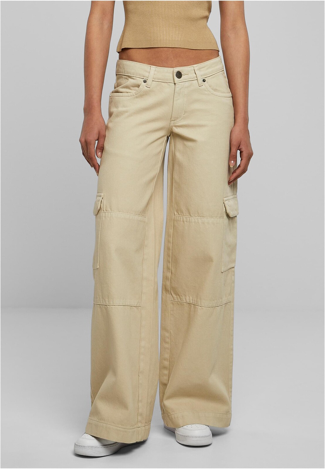 Dámský kargo denim s nízkým pasem offwhite raw