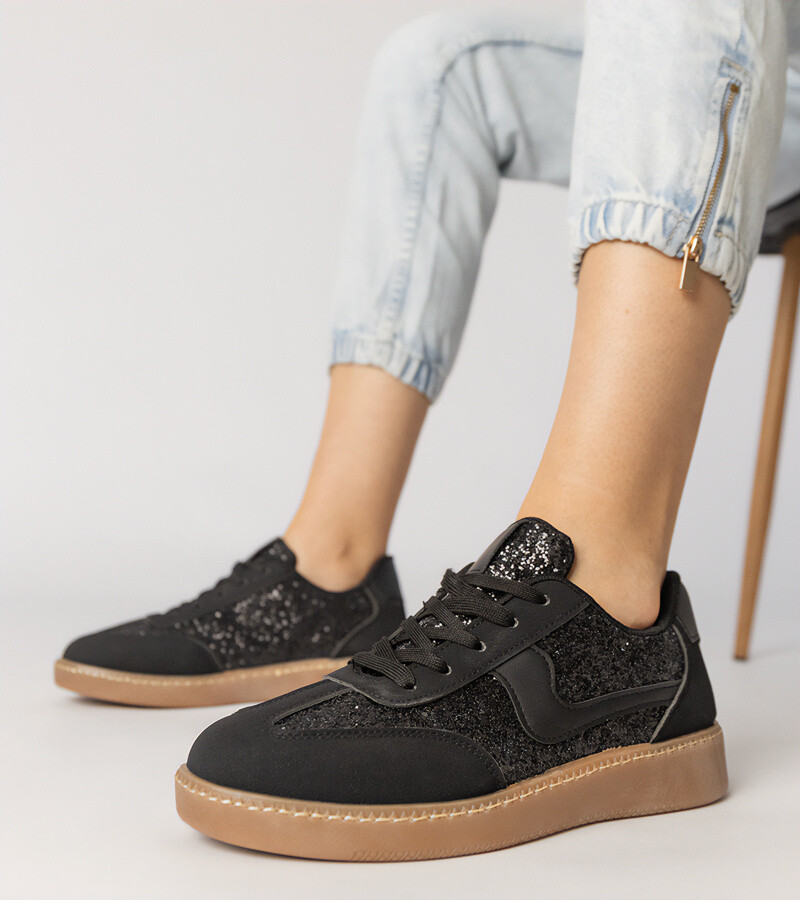 D/CEO Black sporty sneakers with chunky sole Klarris