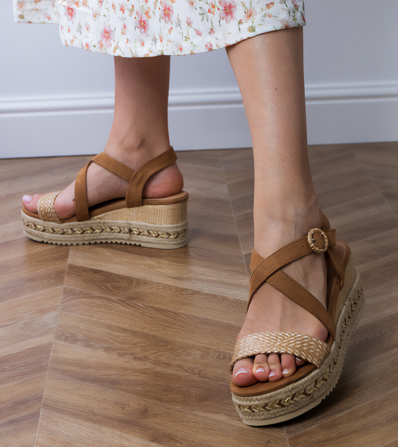 D/CEO Brown wedge espadrille sandals Sywiera