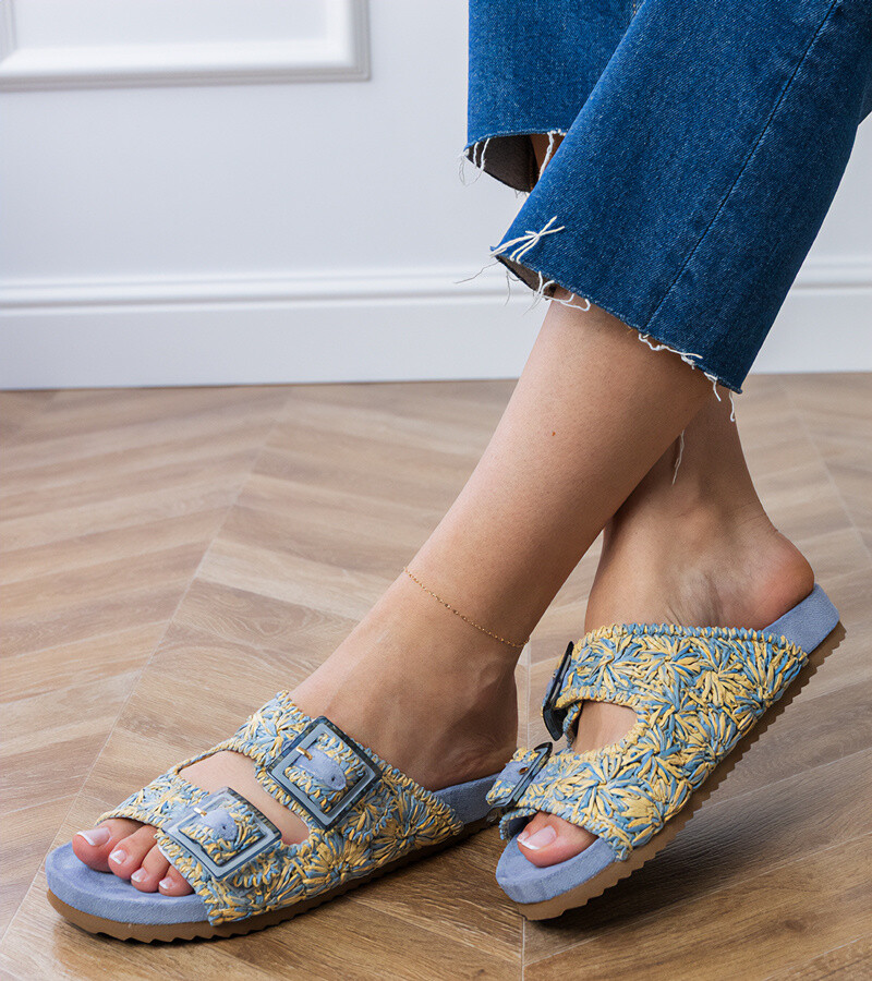 D/CEO Blue crochet sandals with buckles on the straps Firada