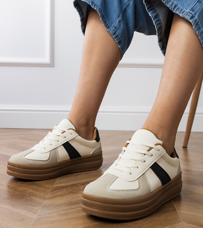 D/CEO Beige Women's Platform Sneakers Serila