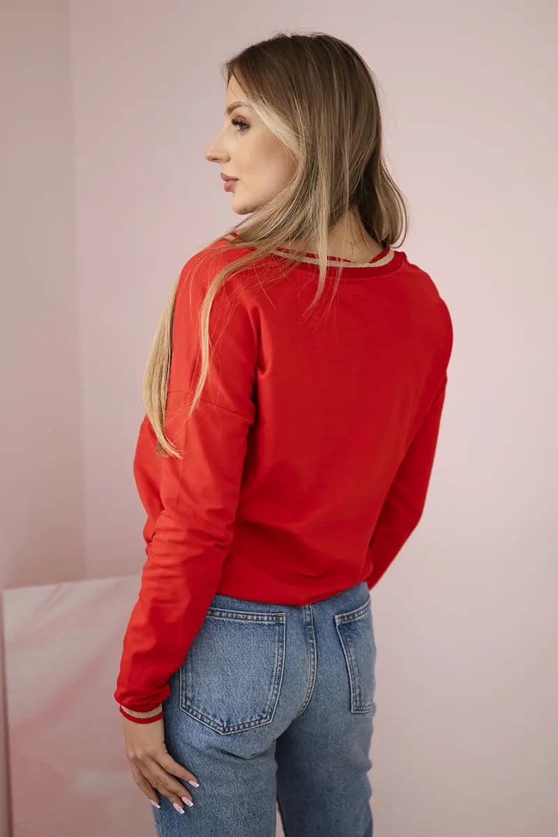 Kesi Dámská mikina s flitrovým nápisem červený