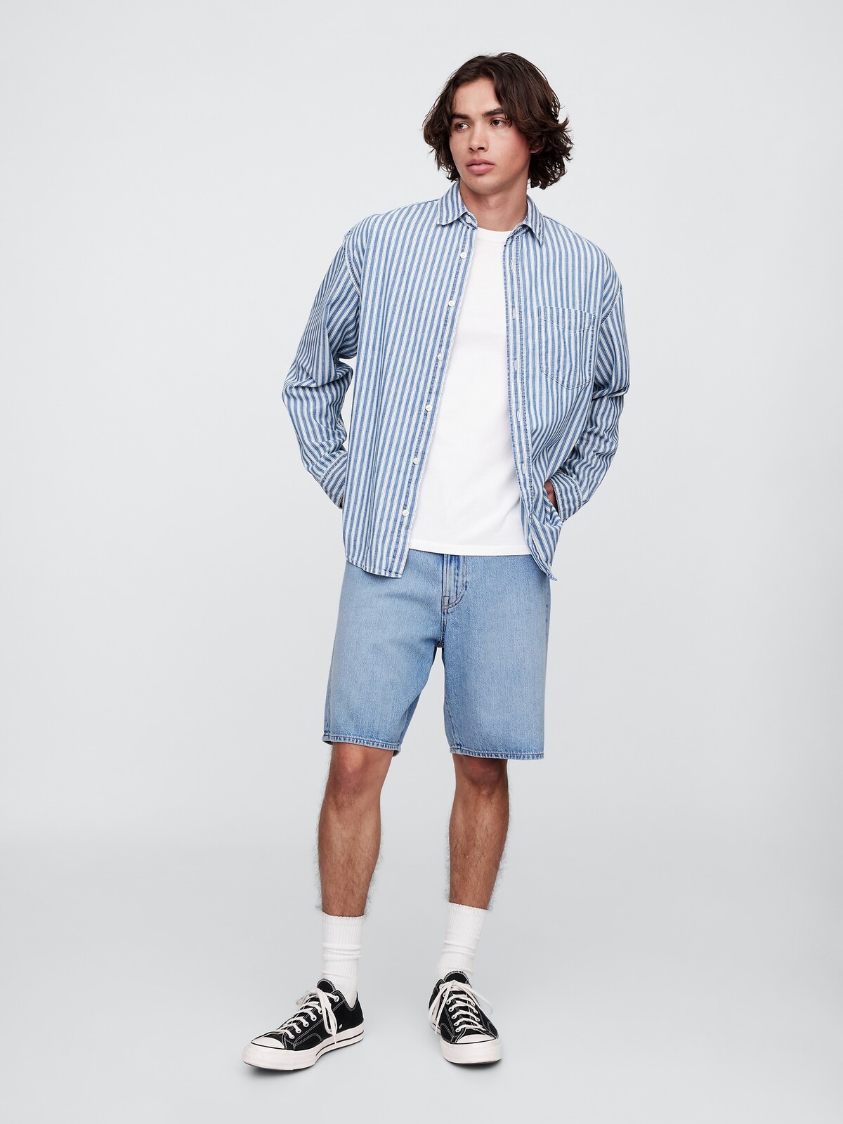 GAP Džínové kraťasy Loose SuperSoft - Pánské