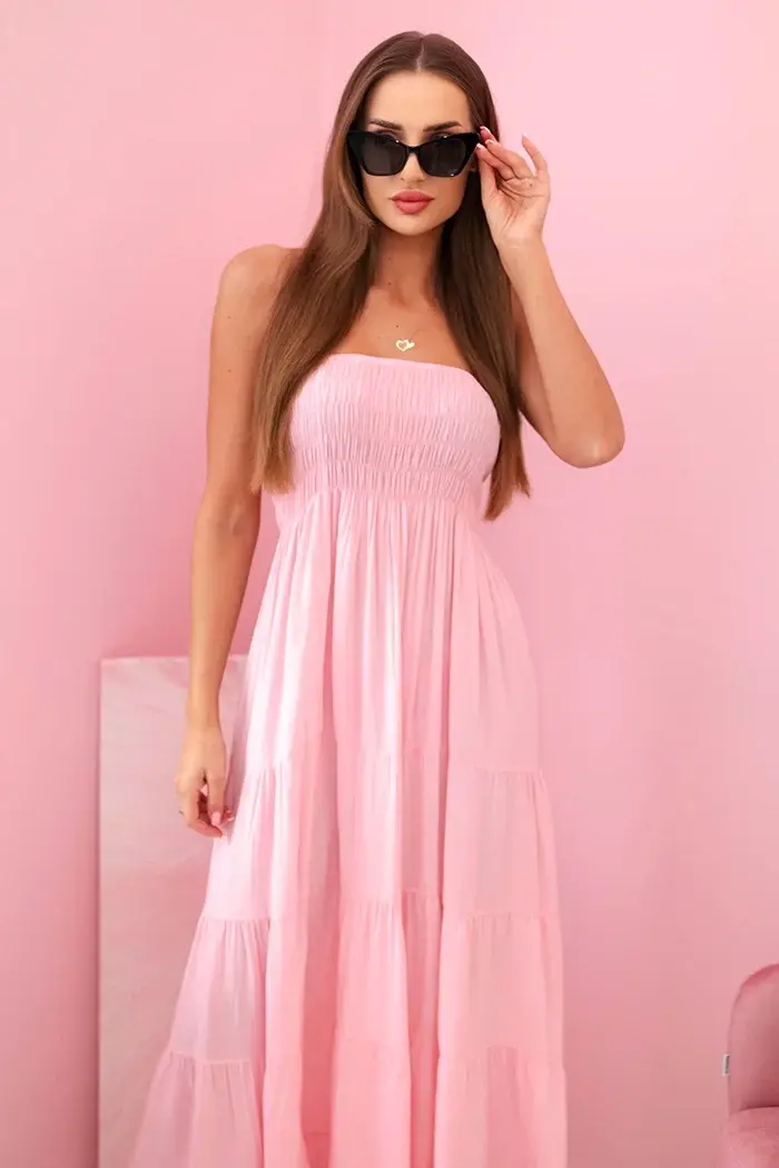 Kesi Włoski Dámské viskózové šaty s elastickým topem bonbónově růžová