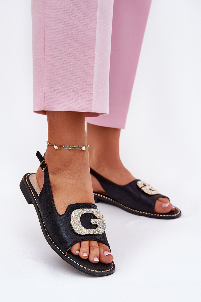 S. BARSKI Dámské Sandály S Dekorativním Detailem Černé S.Barski