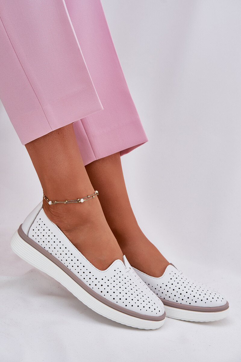 EVENTO Kožené Dámské Polobotky Bílé Liaruna