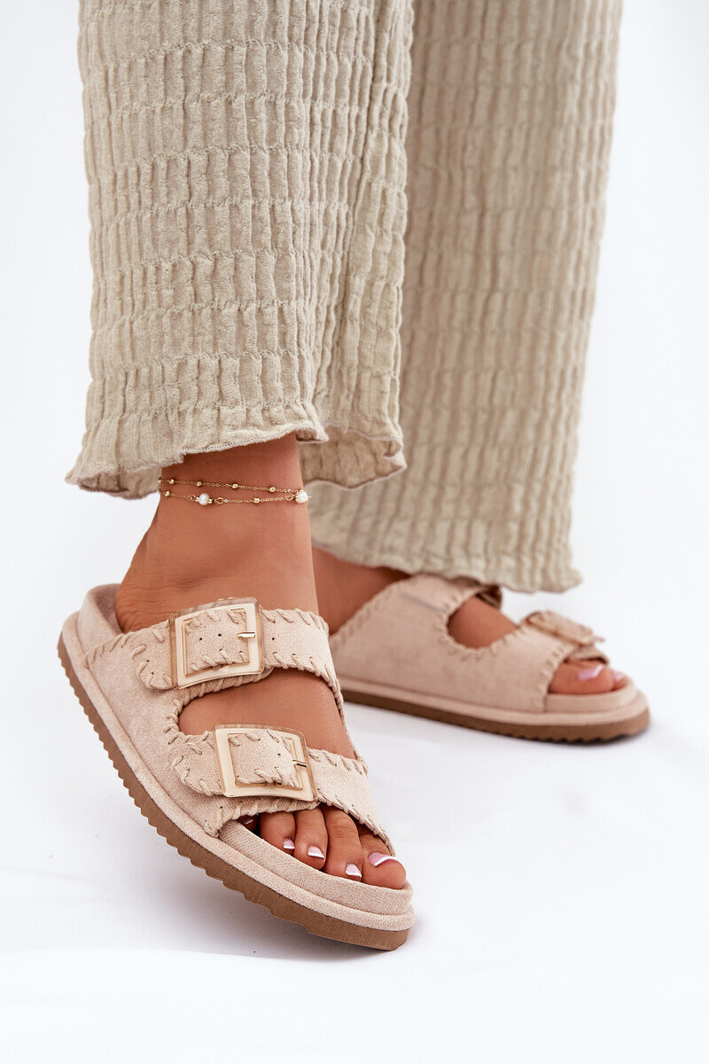 Boto Dámské Sandály S Přezkami A Dekorativním Obšitím Béžové Visley