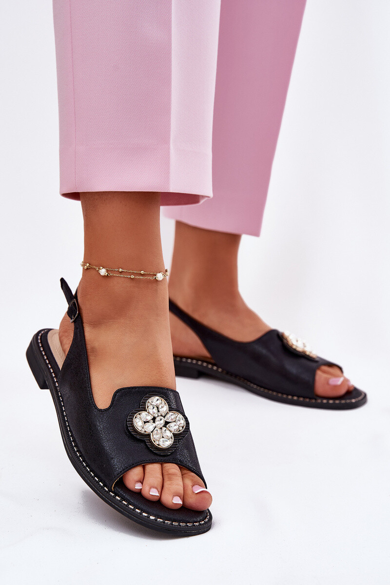 S. BARSKI Dámské Sandály Na Plochém Podpatku S Ozdobným Detalem S.Barski