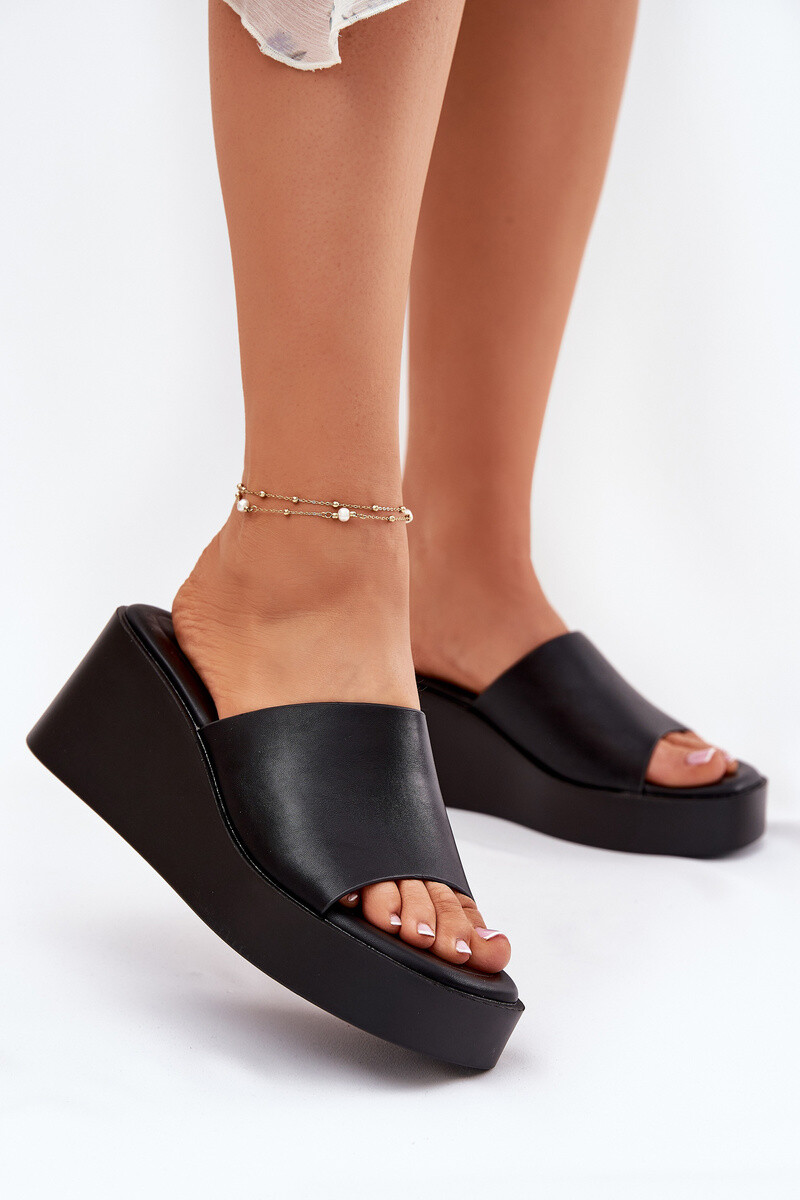 Boto Dámské Sandály Na Klínu Eko Kůže Černé Obenae