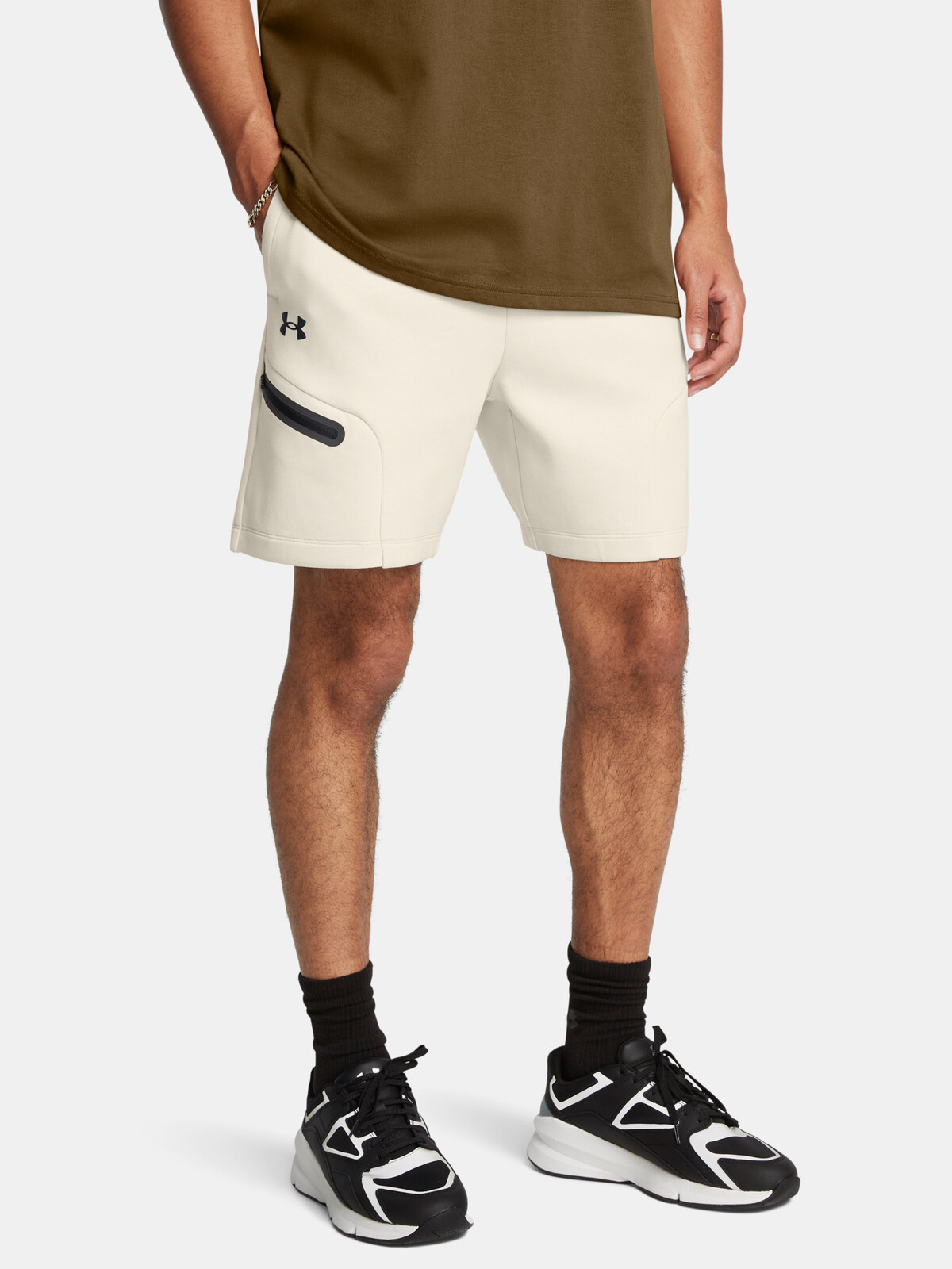 Pánské kraťasy Under Armour UA Unstoppable Flc Shorts-WHT - Pánské