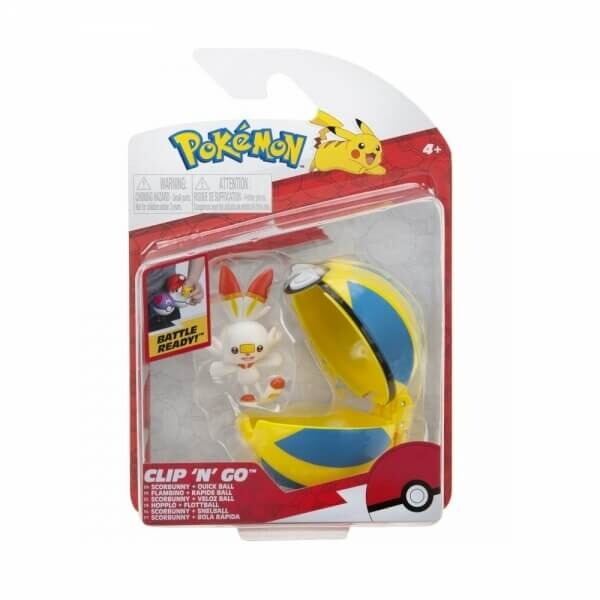 Pokémon hračka Clip and Go Quick Ball - figurka Scorbunny