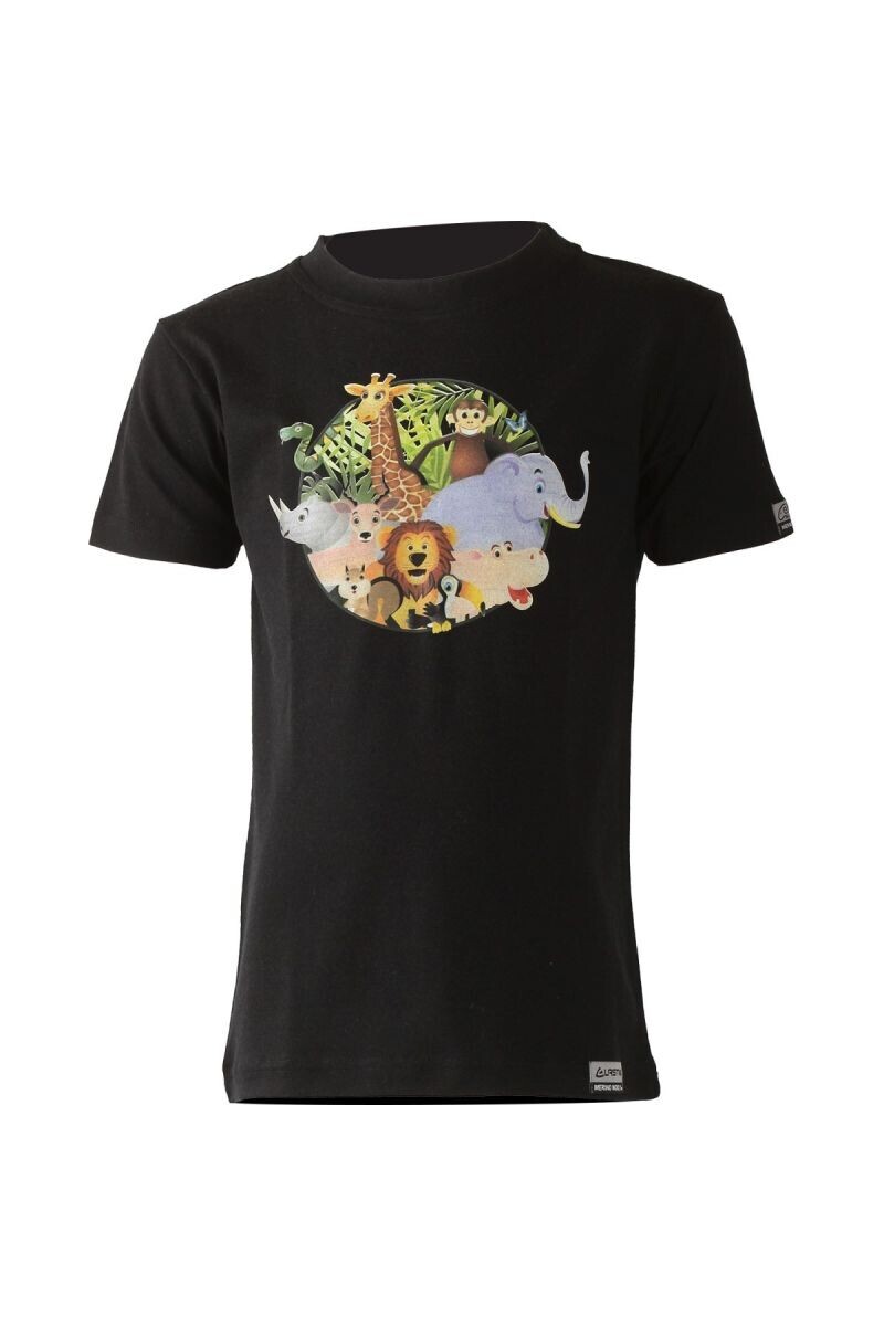 Lasting dětské merino triko ANIM černé Velikost: 140 8596445013665