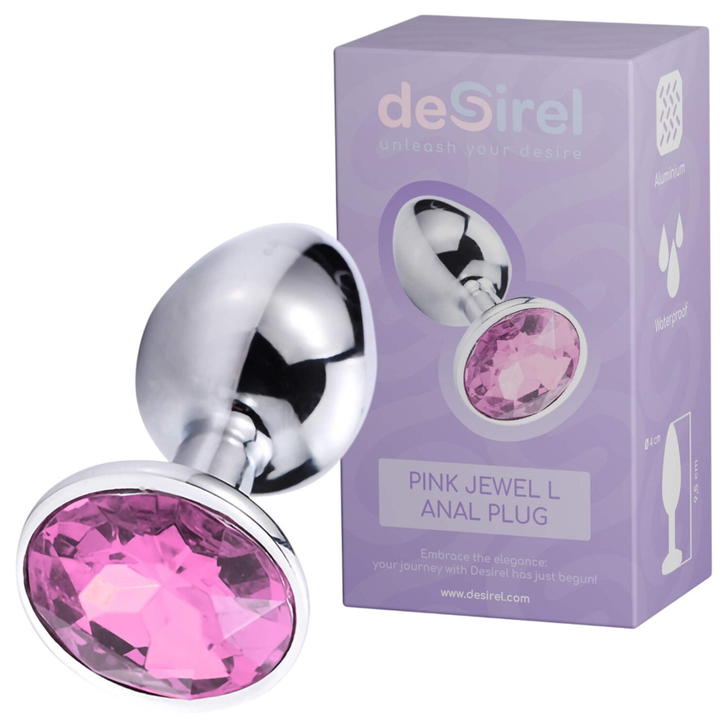 Desirel Pink Jewel L - anální kolík (stříbrno-růžový)