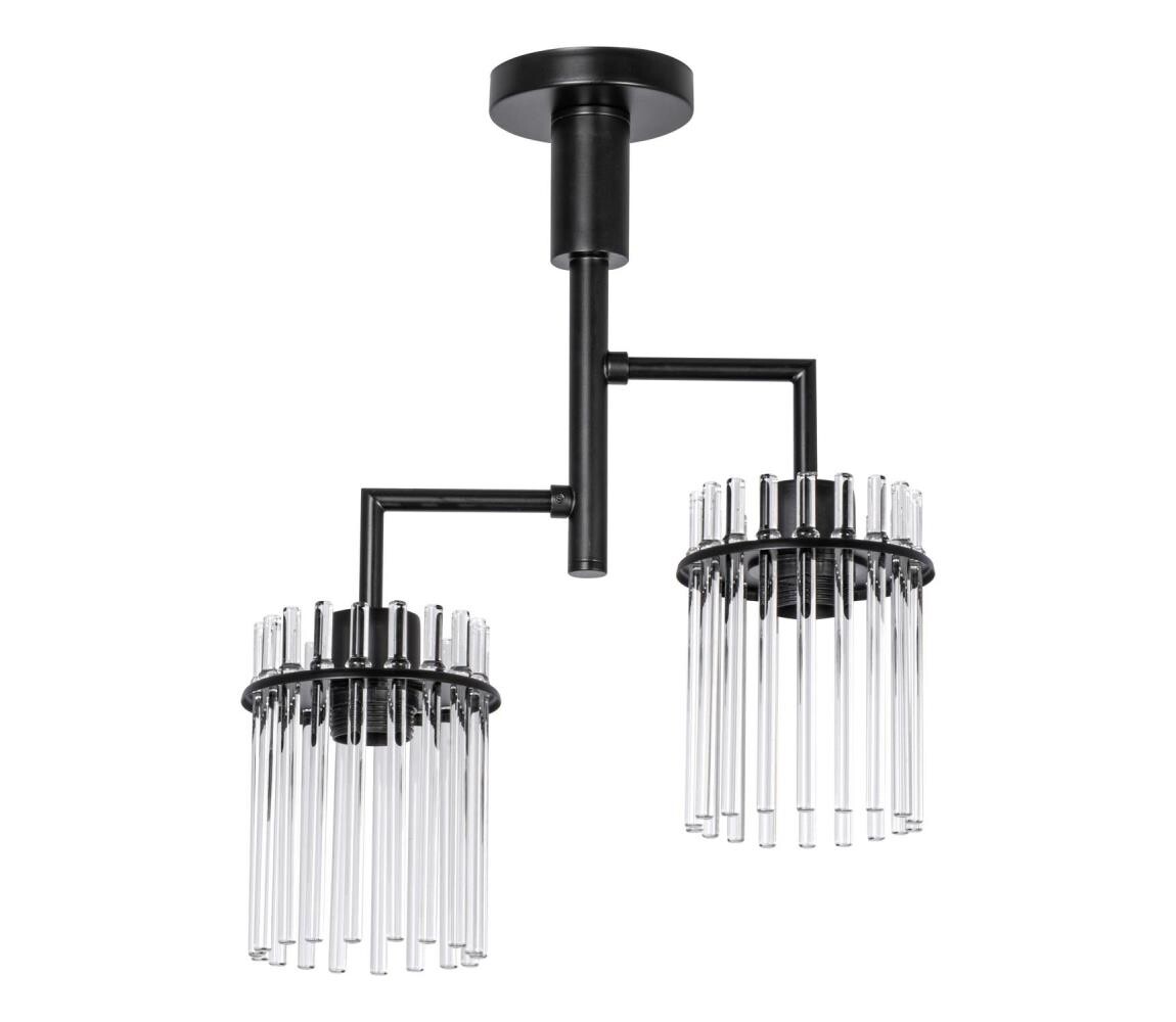 Lustr na tyči 2xE27/60W/230V černá/čirá