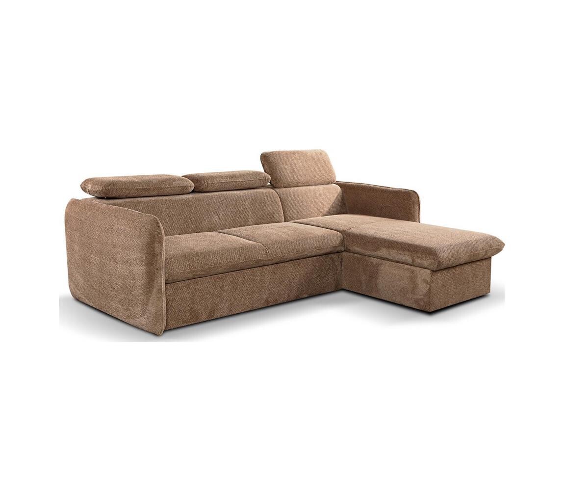 PIONIER-LUBNICE Rozkládací rohová sedací souprava do L s úložným prostorem BEJA béžová pravá