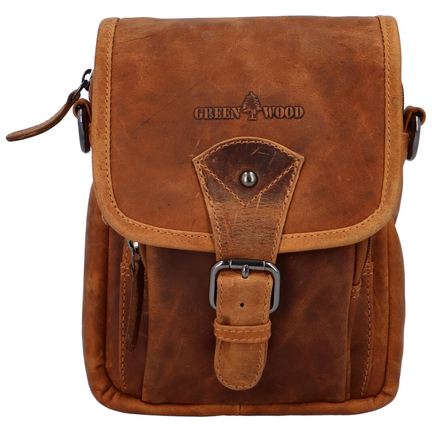 Pánská kožená crossbody taška camel - Bellugio Kristifer Camel