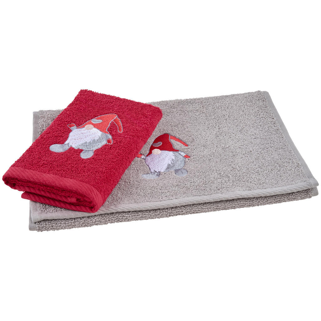 X-Mas RUČNÍK PRO HOSTY, 30/50 cm, šedá, červená