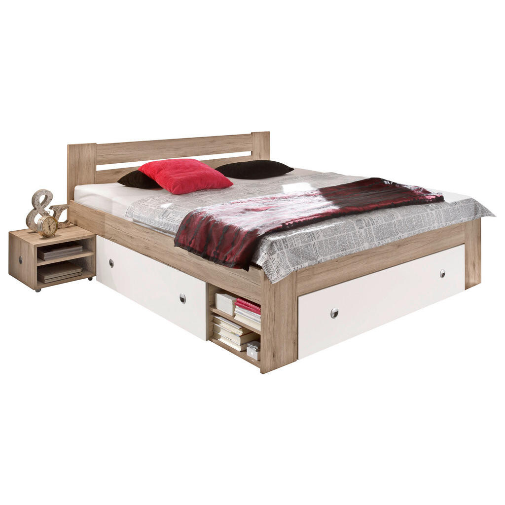 Carryhome POSTELOVÁ SESTAVA, 140/200 cm, bílá, barvy dubu