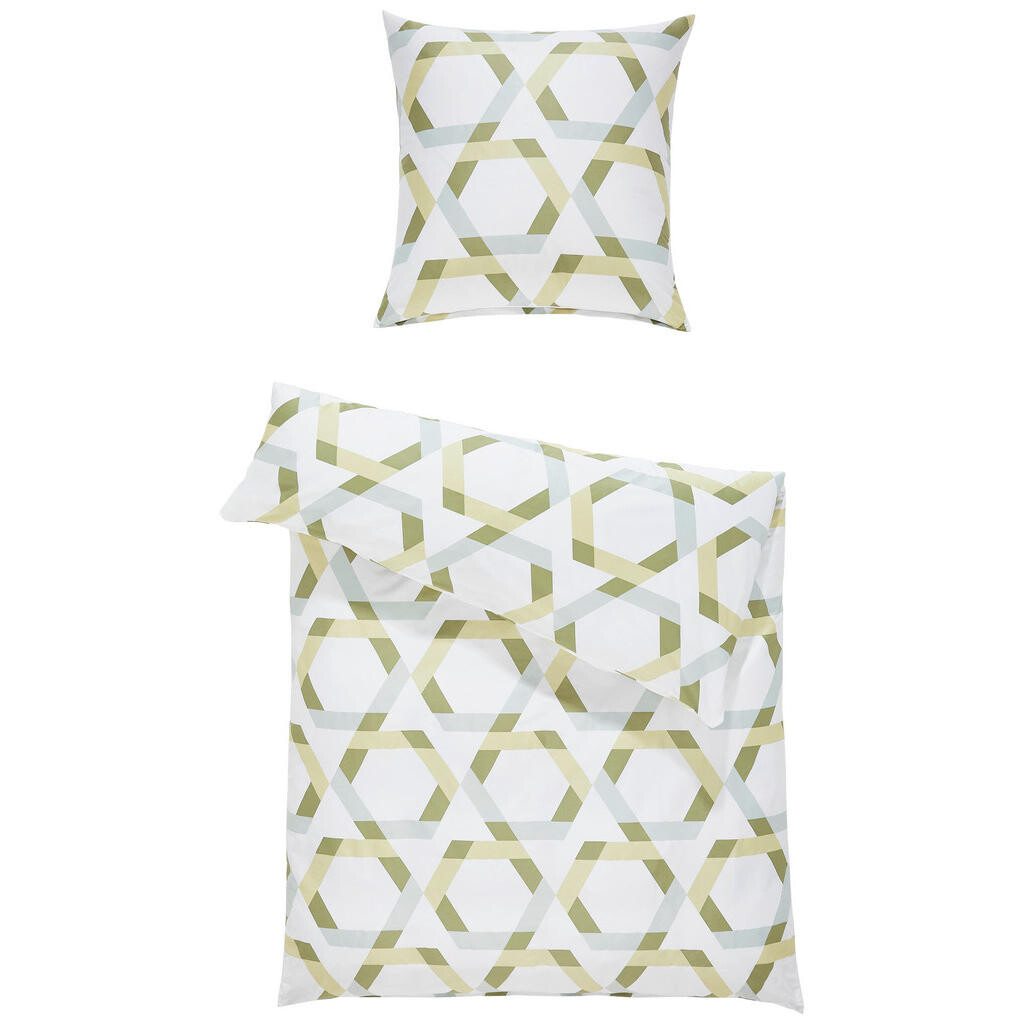 Janine POVLEČENÍ, makosatén, zelená, bílá, 135/200 cm