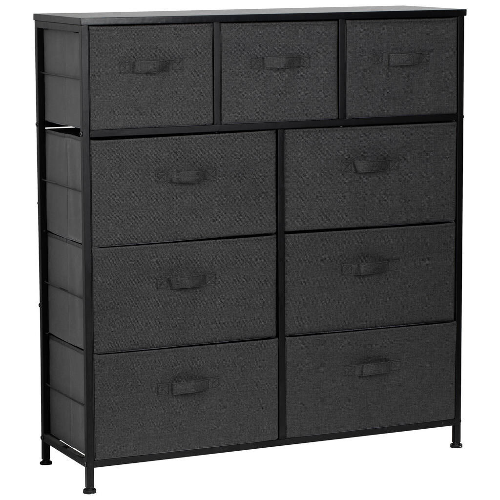 PBJ KOMODA, černá, tmavě šedá, 96/104/30 cm