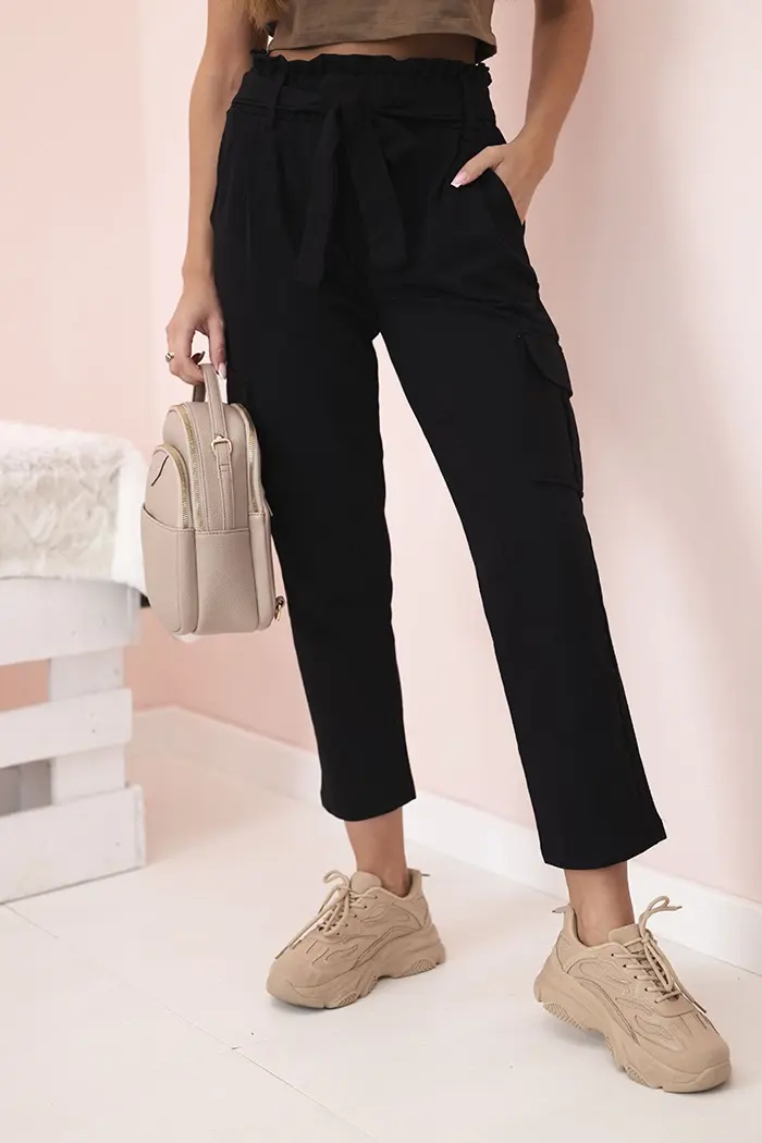 Kesi Dámské cargo kalhoty s vysokým pasem černý