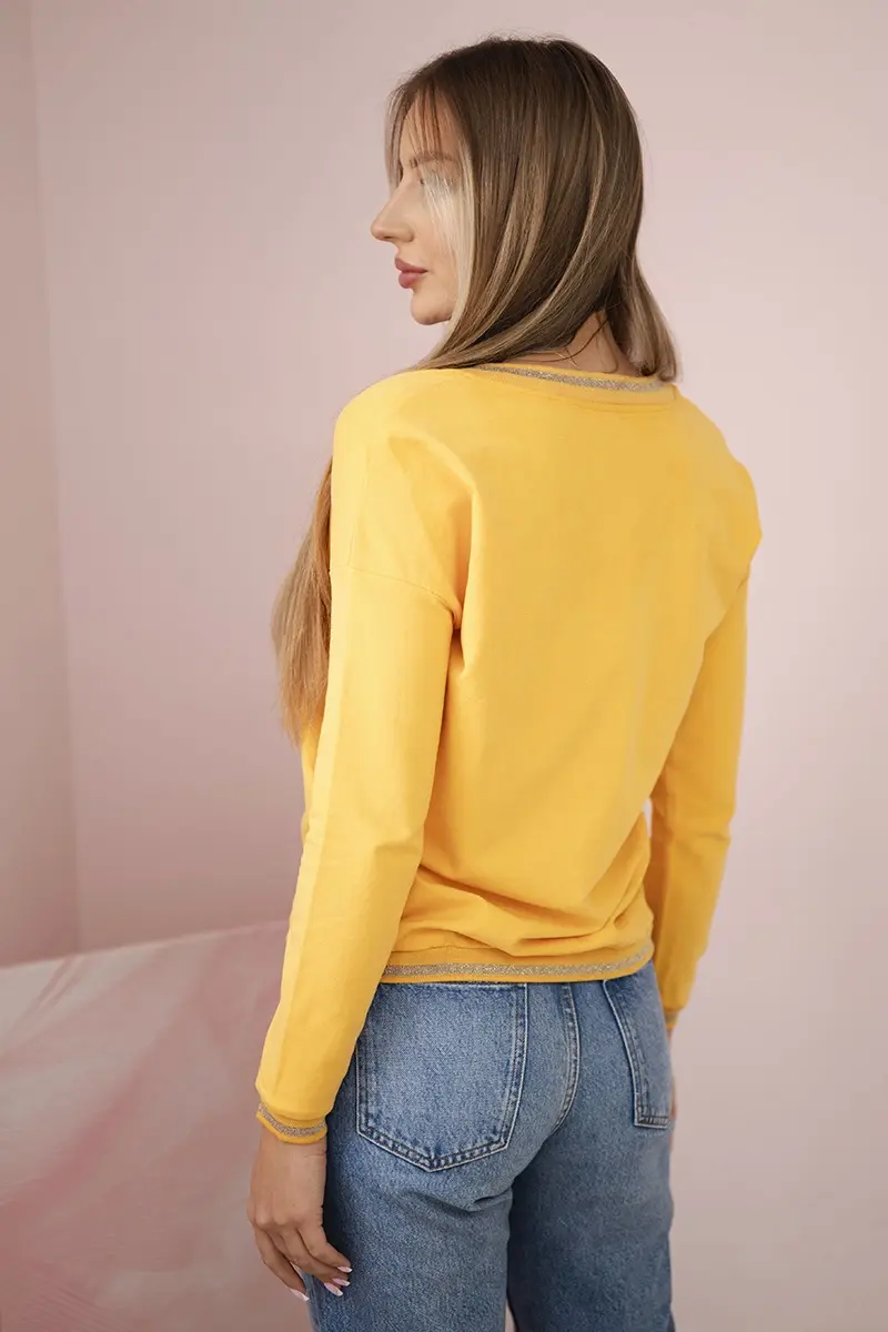 Kesi Dámská mikina s flitrovým nápisem hořčice