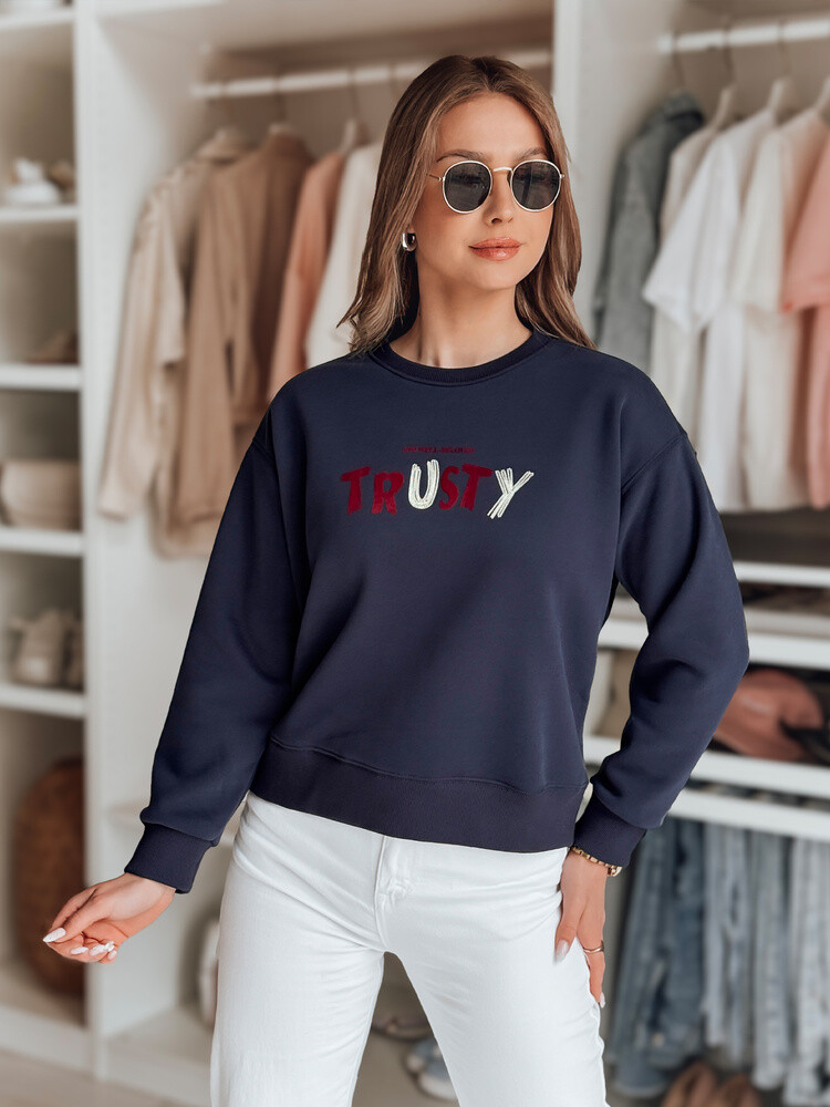 Bluza damska oversize z haftem SOFTRUS granatowa Dstreet