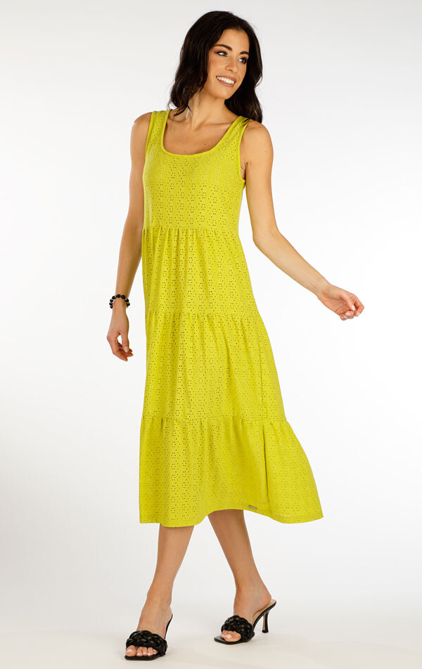 Dámské šaty bez rukávu 5f001 litex žlutozelená s