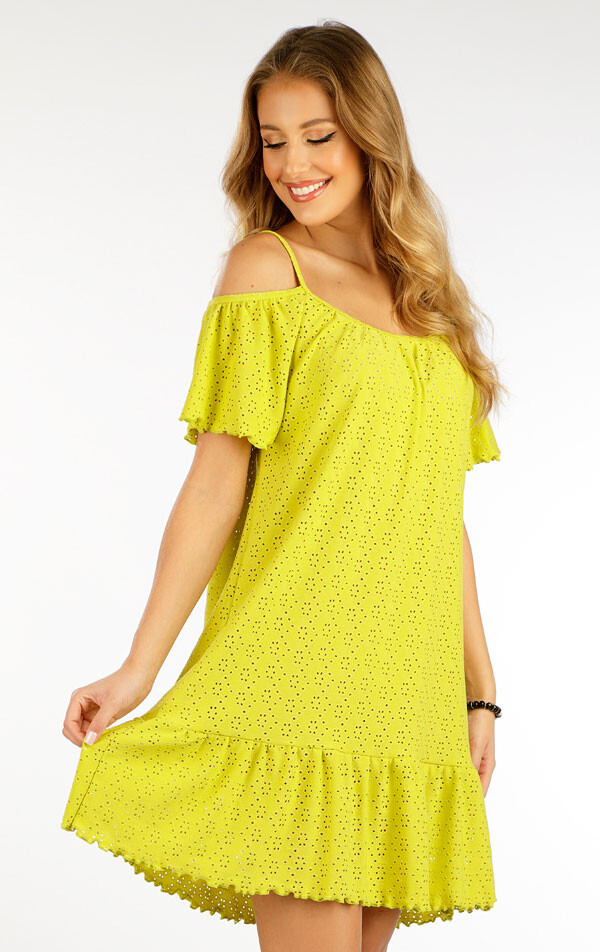 Dámské šaty na ramínka 5f002 litex žlutozelená s