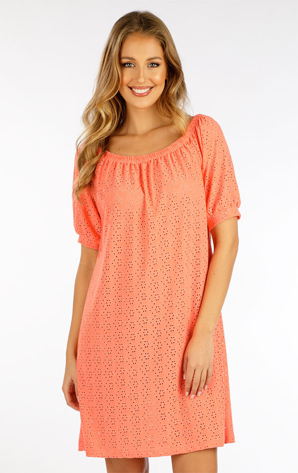 Dámské šaty s krátkým rukávem 5f006 litex lososová s