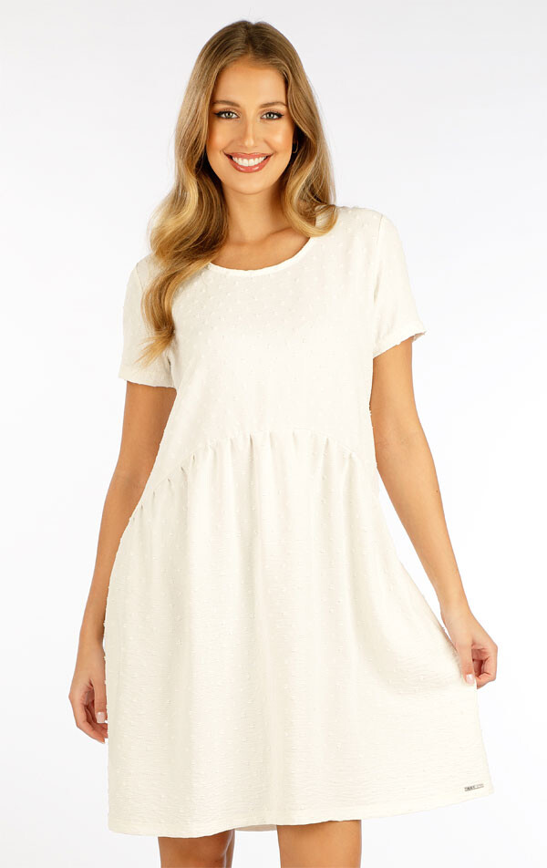 Dámské šaty s krátkým rukávem 5f068 litex smetanová s