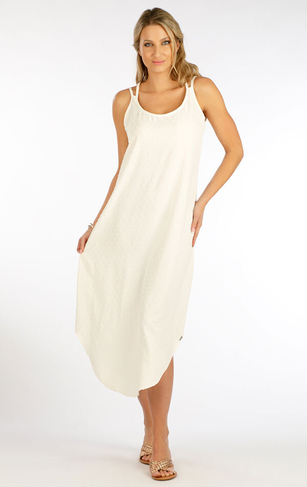 Dámské šaty na ramínka 5f069 litex smetanová m