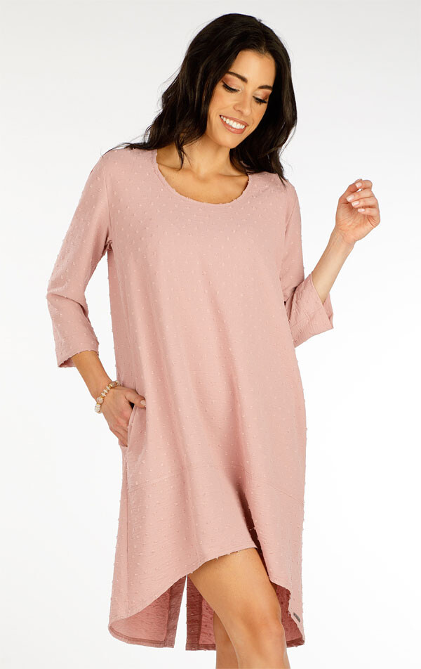 Dámské šaty s 3/4 rukávem 5f072 litex růžová s