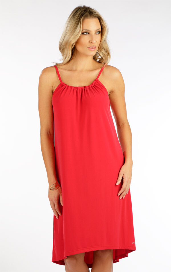 Dámské šaty na ramínka 5f018 litex červená s