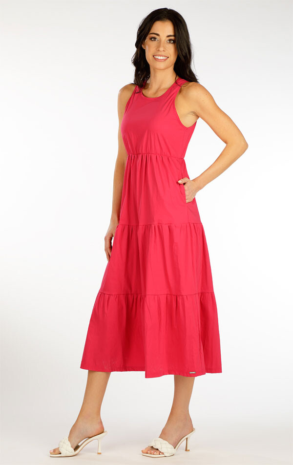 Dámské šaty bez rukávu 5f080 litex tmavě růžová s