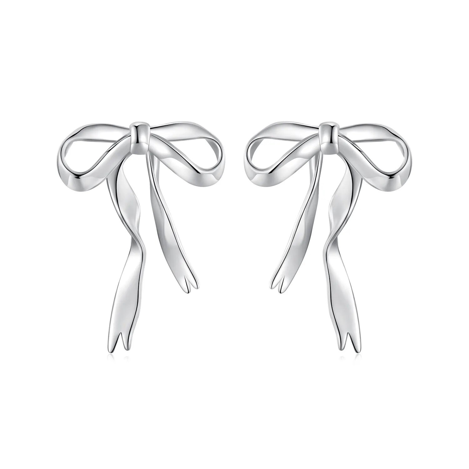 Royal Fashion stříbrné pozlacené náušnice Mašličky 18K bílé zlato