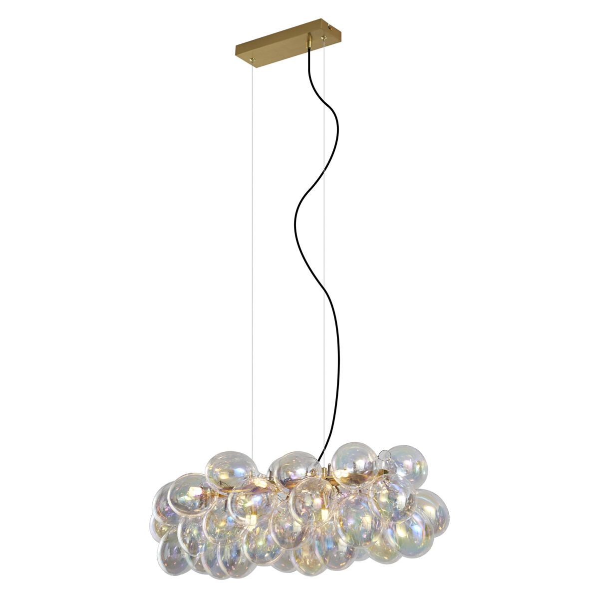 Designové závěsné svítidlo zlaté s duhovým sklem 8-světelné - Uvas