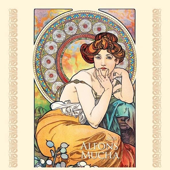 Kalendář 2026 Alfons Mucha, nástěnný, 33 x 33 cm