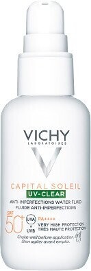 VICHY Capital Soleil UV-CLEAR fluid SPF 50+ na ochranu proti slunečnímu záření a nedokonalostem pleti 40 ml