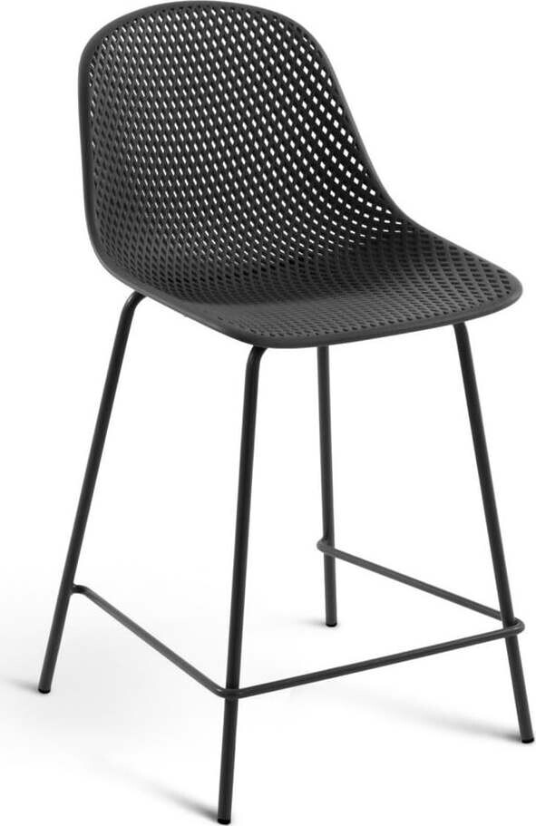 Tmavě šedá kovovo-plastová zahradní barová židle Quinby – Kave Home