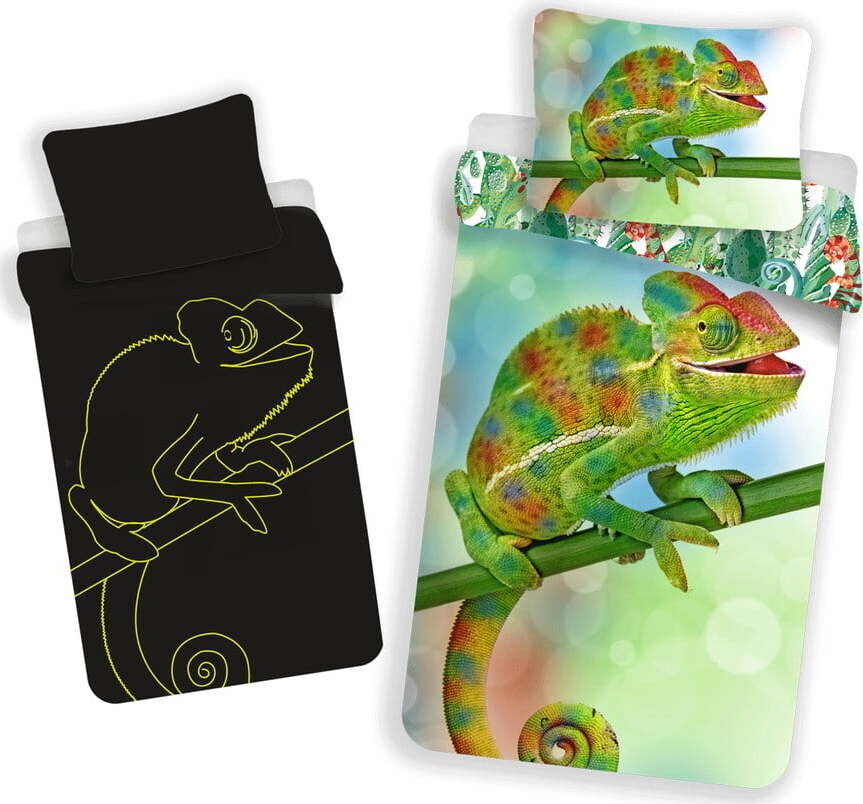 Zelené bavlněné dětské povlečení se svítícím efektem na jednolůžko 140x200 cm Chameleon – Jerry Fabrics