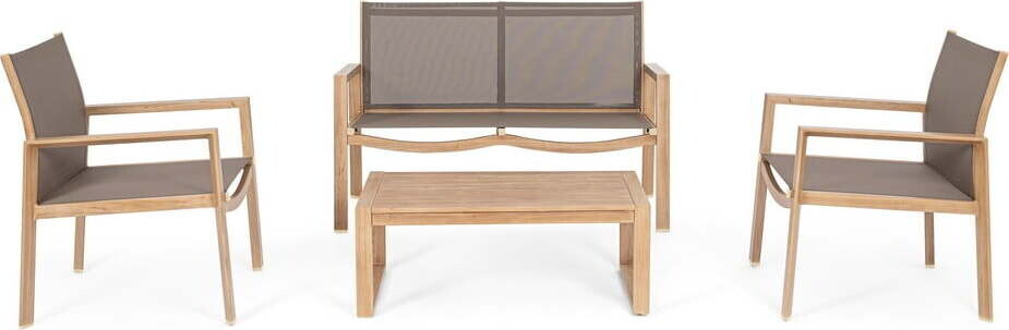 Hliníkový zahradní lounge set v přírodní barvě pro 4 Kallen – Bizzotto