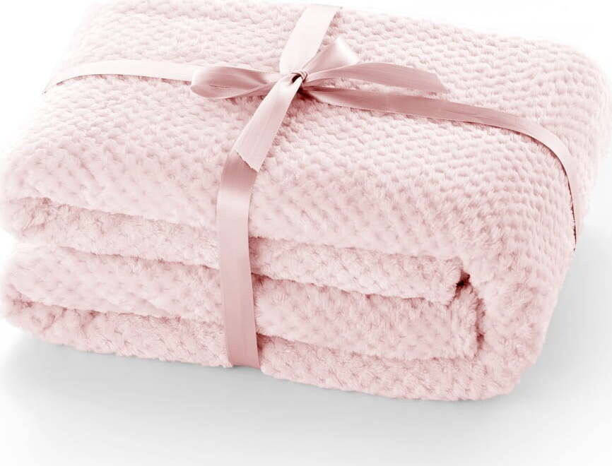 Pudrově růžová deka z mikrovlákna DecoKing Henry, 70 x 150 cm