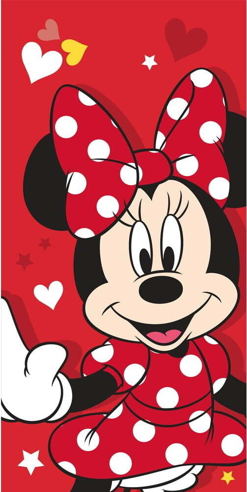 Červená bavlněná dětská osuška 70x140 cm Minnie 