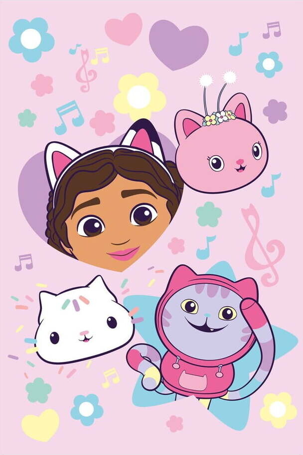 Růžová fleecová dětská deka 100x150 cm Gabby's Dollhouse 